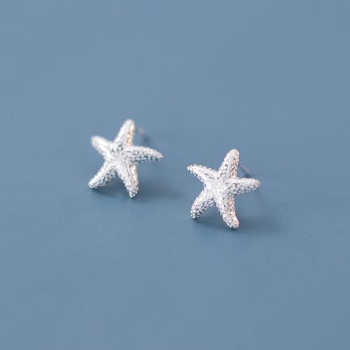 Reffeer Solid 925 Sterling Silver Starfish Stud Earrings for Women Teens Beach Stud Earrings Sea Fish Earrings4