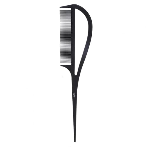 Pettine a Coda, Pettine per Balayage a Denti Fini Resistente Al Calore, Pettine per Capelli Ricci Da Intrecciare Pettine Capelli Con Manico Curvo per Lo Styling (Nero)