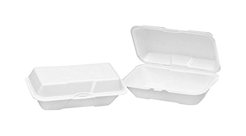 Genpak 22500 5-5/8-Inch Length by 5-3/4-Inch Width by 3-1/4-Inch Depth White Color Large Sandwich Foam Hinged Container 125-Pack (Case of 4)