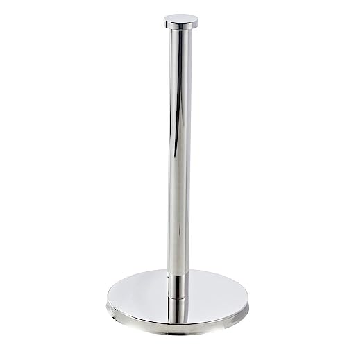 Free Standing Paper Towel Holder - Modern Kitchen Countertop Organizer Fits Most Size Paper Roll (Silver)