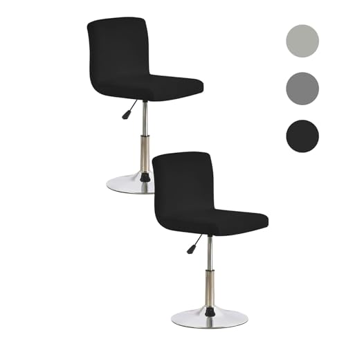 2PCS Bar Stool Slipcovers,Stretch Chair Cover with Backrest Cover,Stretch Removable Covers for Short Swivel Chair Dining Chair,Bar Stool with Backrest (No Chairs),Black