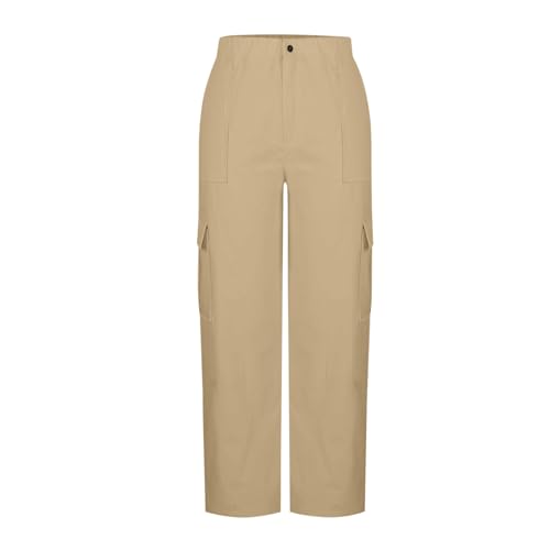 bmkBWO Womens Cargo Pants,Baggy Wide Leg Hiking Pants High Waisted Fashion Outdoor Streetwear Trouser with Multiple Pockets A-Khaki
