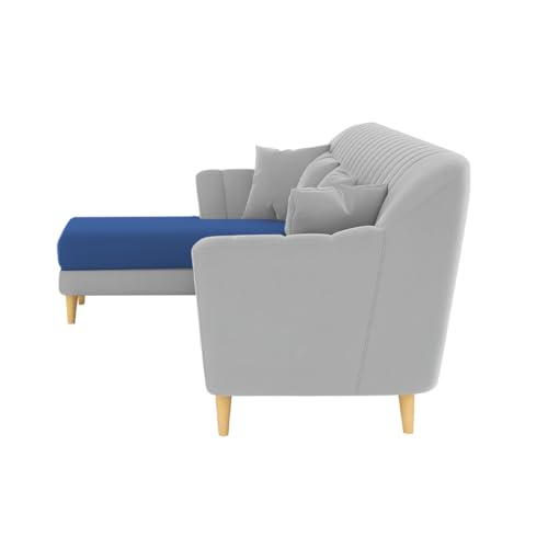 Image of Atticus LHS 6 Seater L Shape Sofa Set for Living Room (Blue Grey Fabric) Premium Fabric Sofa Set