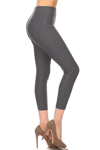 Image of Leggings Depot Women's Cotton Blend Stretch Pull-on Jeggings Casual Pants with Pockets (Available in Plus Size)