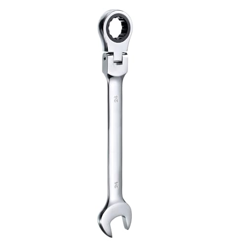 sourcing map Flex-Head Ratcheting Wrench 24mm 180° Rotating Head Metric Ratchet Combination Wrenches 72-Teeth Chrome Vanadium Steel Open End Ratchet for Fasteners Nut Bolt