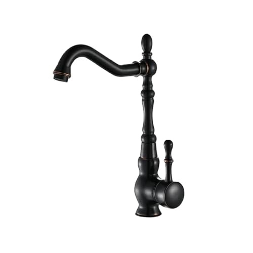 Robinet de lavabo laiton antique mitigeur cuisine bronze noir retro 360