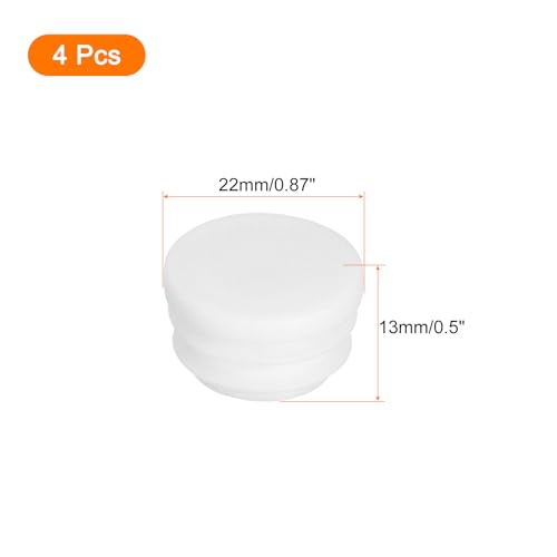 Image of uxcell 7 /8 inch(22mm) Round Plastic Plug, 4 Pcs White Pipe Tubing End Cap Plastic Plug Cap Insert Glide Insert for Metal Tubing Fence Table Chairs Furniture