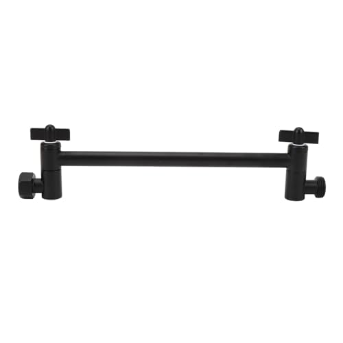 Image of HEEPDD Stainless Steel Adjustable Shower Head Arm Extension with Lock Joints for Rain and Handheld Shower Head, Universal Leakage Proof Arm Extender Bar, Chrome, (Black)