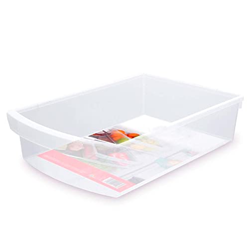 Cajón para frigorífico de plástico transparente 7,5 L. Organizador, recipiente de almacenamiento de alimentos extraíble para nevera con tirador (9,3 x 25,3 x 37,8 cm)