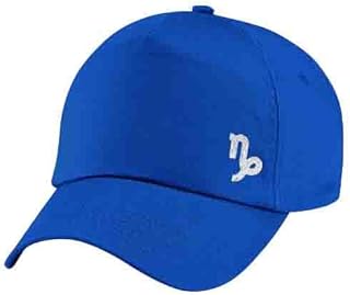 قبعة زرقاء مع شعار برج الجدي باللون الفضي