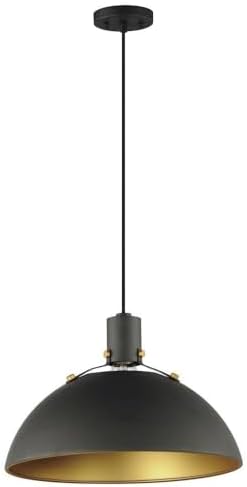 Maxim Dawn - 1 Light Pendant-12.75 Inches Tall and 19.5 Inches Wide-Antique Brass/Black Finish -Traditional Installation