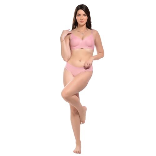 Image of SGC Women Cotton Blend Lingerie Set||Lightly Padded Wirefree Bra & Panty Set||Bridel Set for Women & Girls