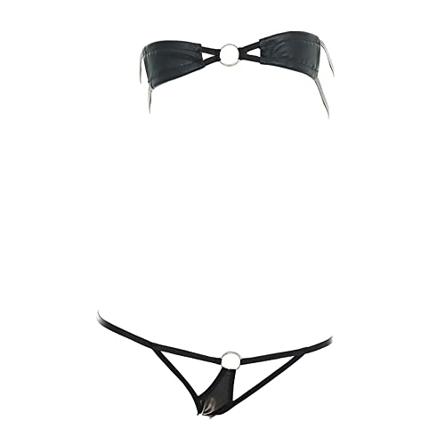 SINGUYUN Damen Sexy Mikro-Bikini Anzug Anime Bikini Cosplay Dessous Kawaii BH und Panty Set niedlich, 215 schwarz, Einheitsgröße