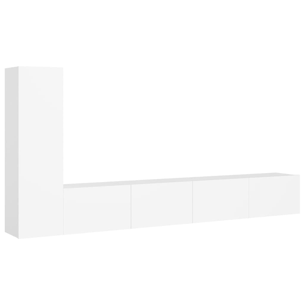 3-TLG. TV-Schrank-Set, Weiß Holzwerkstoff, 110 cm Breite, Wandmontage, Modernes Media-Center für Wohnzimmer und Schlafzimmer