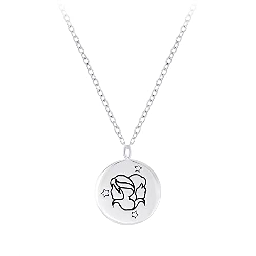 Laimons Mädchen Kinder-Halskette Anhänger Sternzeichen oxidiert 8mm mit Kette 45cm Stärke 1mm Sterling Silber 925 (Zwillinge)