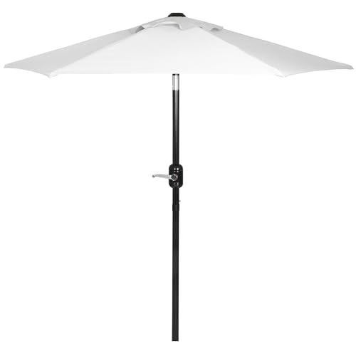 Punchau 6 Ft Outdoor Patio Umbrella, Easy Open/Close Crank and Push Button Tilt Adjustment - White Market Umbrellas by Punchau - Used condition - US$56.90