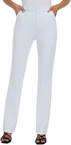 iChosy Women's Stretchy Straight Leg Dress Work Pants Business Office Casual Slacks with Pockets