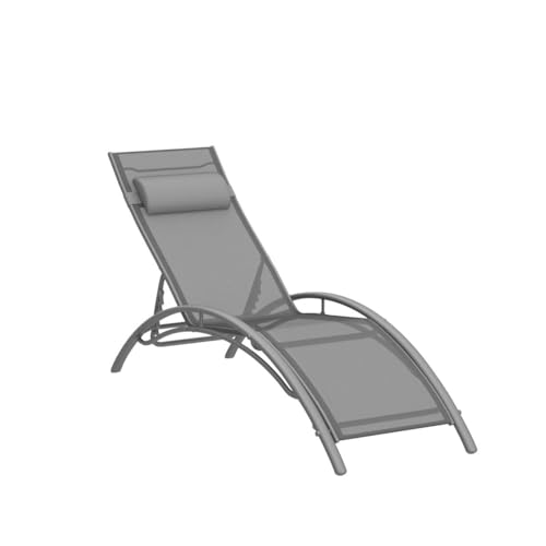 Lot 2 chaises longues gris dossier 5 positions TecTake