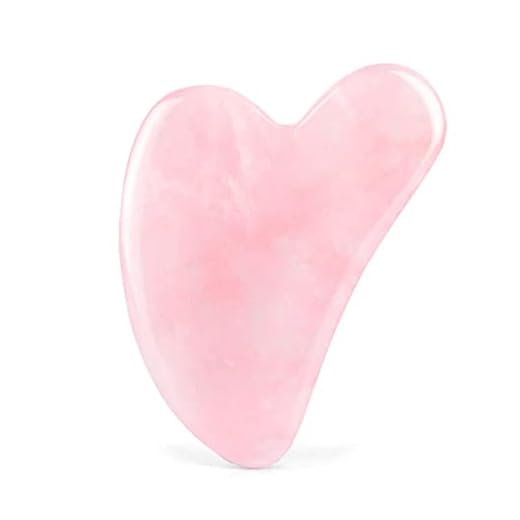 Roysmart Gua Sha massageverktyg, naturlig jadesten ansiktsvård verktyg rosenkvarts Gua Sha verktyg, skrapning massageverktyg, massage stenar anti-aging anti-rynkor rosa kristallhjärtform