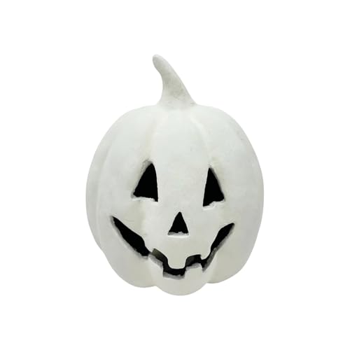Fall Decor - Halloween Decorations - Handmade Pumpkin Jack O' Lantern Outdoor Indoor - Cute Halloween Autumn Farmhouse Table Festival Decoration for Home Porch Front Door Mantel Room (White-1)