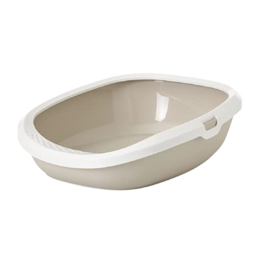 Image of Savic Gizmo Medium Cat Litter Tray with Rim for Indoor Cats, Open Anti-Scatter Cat Toilet Box with Raised Rim for Hygiene & Easy Cleaning, Durable Pet Litter Tray - 17 Inch Mocha
