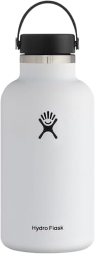 Hydro Flask Water Bottle - Stainless Steel & Vacuum Insulated - Wide Mouth 2.0 with Leak Proof Flex Cap - 64 oz, Black