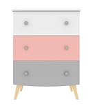 Vicawu CÓMODA Infantil Blanco, Gris y Rosa