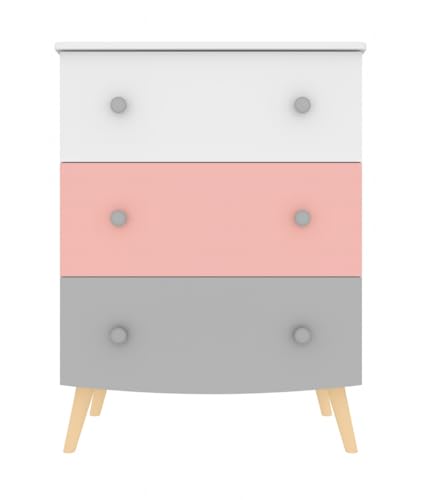 Vicawu CÓMODA Infantil Blanco Gris Y Rosa