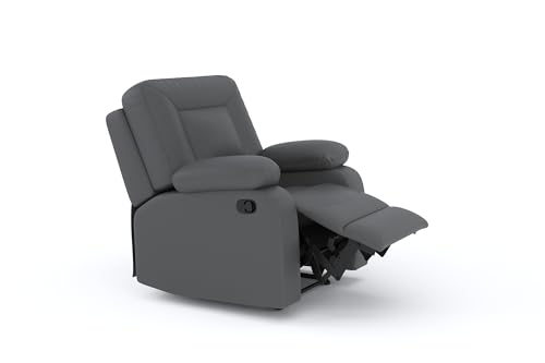 Image of Amazon Brand - Solimo Elysium | Single Seater Sofa Recliner | Manual Recliner (Leatherette Grey)