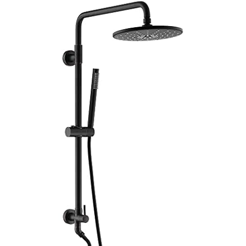 sumerain Oil Rubbed Bronze Shower System for Retrofit&Remodel with 9 Inch Rain Shower Head, Brass Handheld Shower, Adjustable Slide Bar, Brass Diverter and Shower Hose Cover