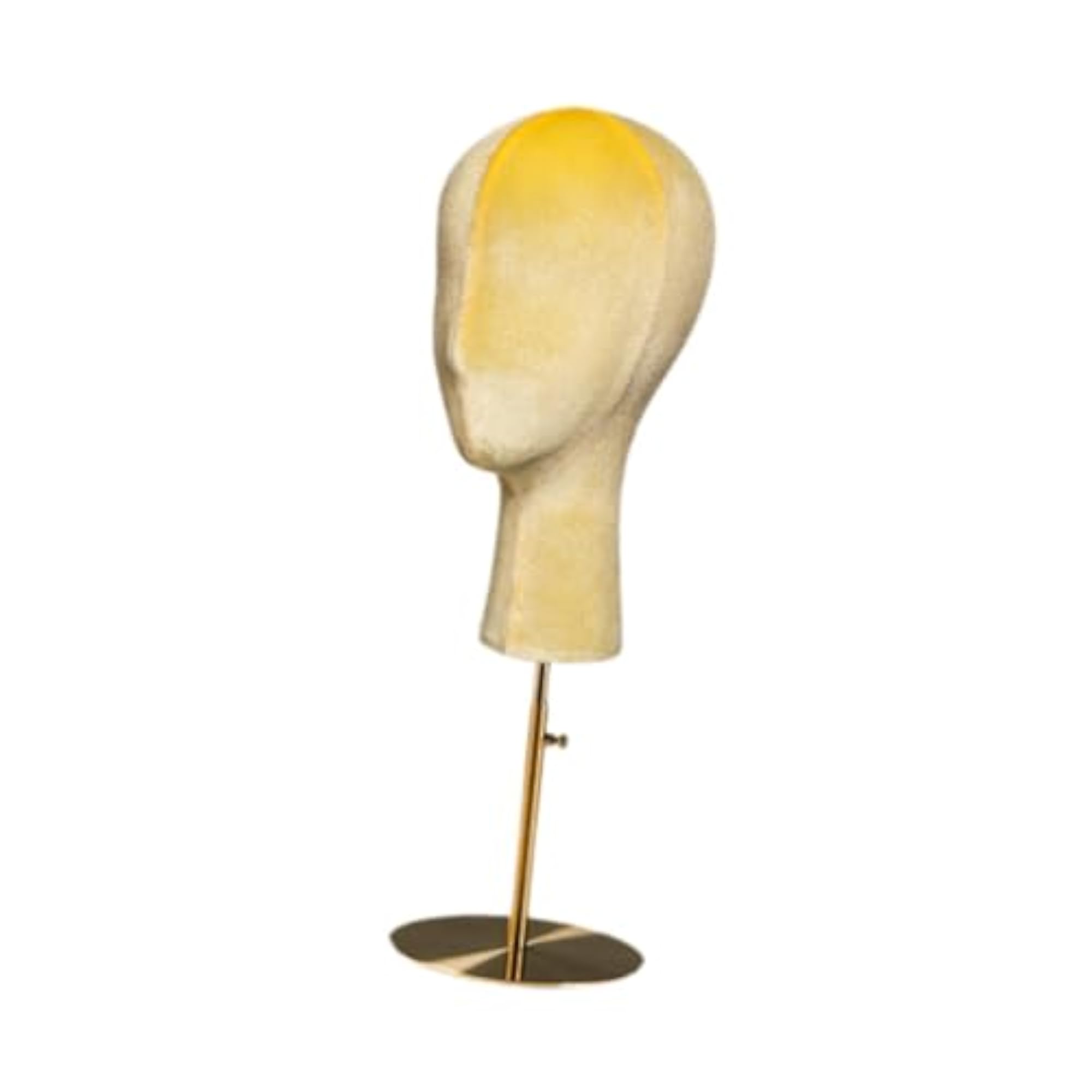 Hat Display Stand with Stable Mannequin Head, Yellow and Gold Base