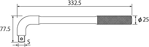 TOP Industries (TOP) L-Shaped Handle, Drive: 0.7 inches (19.0 mm), Total Length: 13.2 inches (332.5 mm), Socket Wrench, Made in Japan