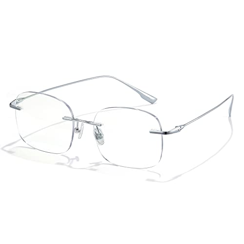 Image of Cyxus Rimless Pure Titanium Blue Light Blocking Glasses, Ultra Lightweight Frameless Computer Eyewear, Anti Screen Glare