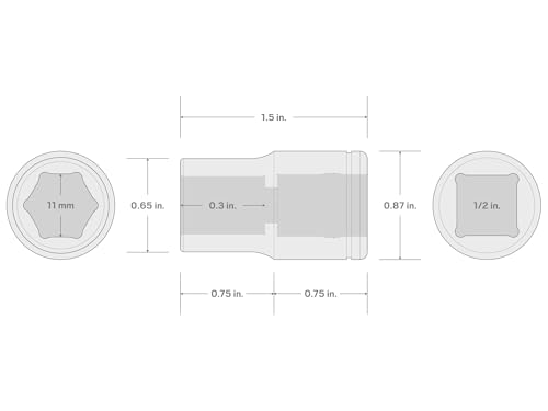Image of TEKTON 1 /2 Inch Drive x 11 mm Shallow 6-Point Socket | SHD22111