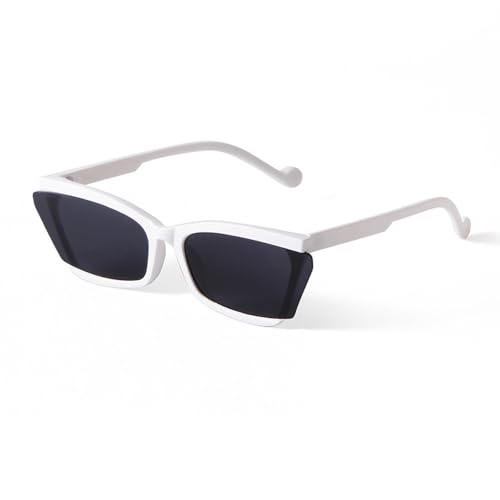 Lunettes de soleil œil de chat miroir blanc vintage demi-monture pour homme et femme