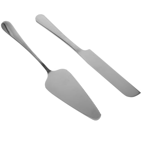 BAZEITFLOW Set Coltelli e Spatola per Torte in Acciaio Inox Lama Seghettata e Pala Lunga Utensili da Cucina per Feste Matrimoni e Uso Domestico