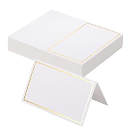 MaoNativey 50 Pièces Marque Place, Cartons de Table,Cartes de Table de Mariage, Petites Cartes de Visite Vierges avec Bords en Feuille d'or pour Les Mariages,...