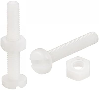 sourcing map 20 Pairs Nylon Screw Nut Assortment, M4x12mm Slotted Pan Head Screws & M4 Hex Nuts for Machinery, Electronics, White