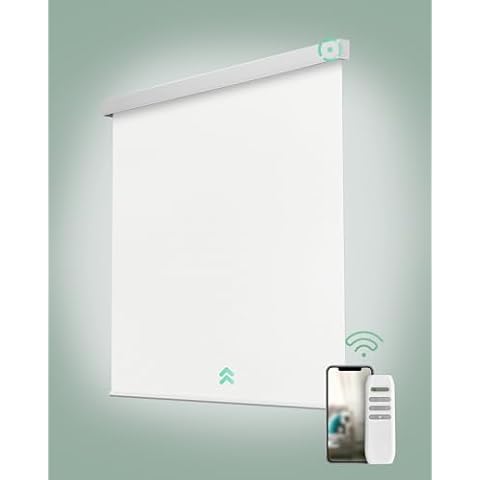 Yoolax Motorized Blinds with Remote, Blackout Remote Blinds for Indoor Windows, Automatic Roller Shades Cordless Electric Blinds for Bedroom Living Room Office (Alpine White, 34" W x 72" H) Cover