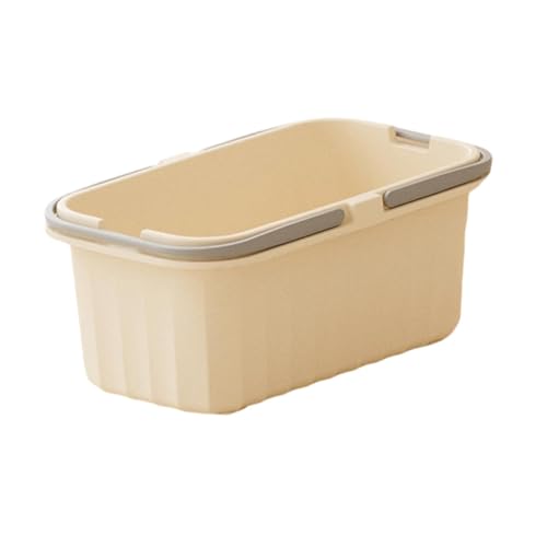 Folpus Cubo de Limpieza, bañera para Lavar Coches, Plegables Resistentes, Cubo de Agua, contenedor de Almacenamiento para Camping, Playa, jardinería y, Beige Grisáceo, M