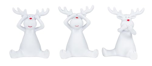 levandeo 3er Set Rentiere Weiß Hirsche Deko Figur Tischdeko Weihnachtsdeko Aufsteller Weihnachten Tierfigur