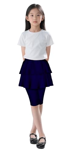 iLover Girl Leggings with Ruffle Skirt Pants Little Kids Skinny Stretch Ankle Length Pantskirt 4-122