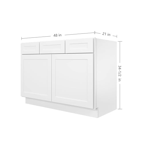 Image of Furinno Shaker 2-Drawer Bath Vanity Cabinet Without Top, Ready to Assemble, 21 D x 48 W x 34.5 H, White