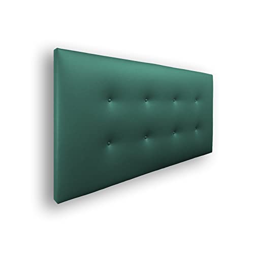 Silcar Home - Cabecero de Cama Carlo 160 Verde - Estructura de Madera, Tapizado en Polipiel, Diseño Moderno con Dos hileras Botones, Fácil Instalación - Polipiel Verde, 160 cm