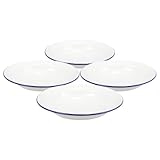 MALUGOGO Juego de 5 platos esmaltados blancos de 16 cm, platos de servir alimentos de estilo retro para frutas, ensaladas y aperitivos, vajilla redonda vintage resistente para el hogar y fiestas