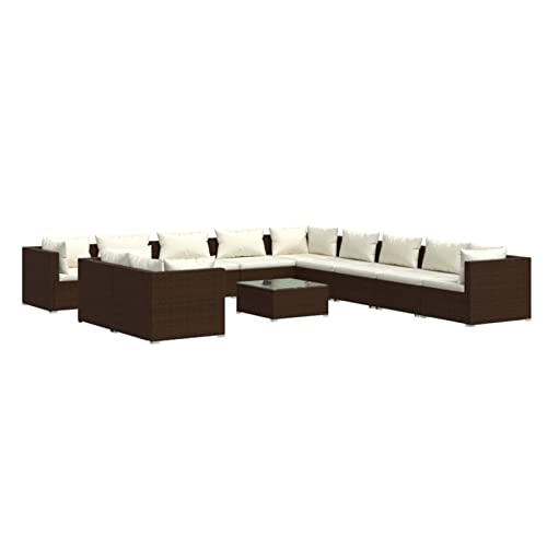 Bounv Poly Rattan Gartenmöbel Sitzgruppe für 11-12 Personen Garten Lounge Set Gartensofa mit Kissen Wetterfest…