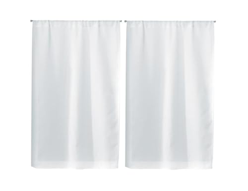 Linder 0323 /10/415 Paire de Vitrages Droits Etamine Blanc Passe Tringle 55 x 120 cm