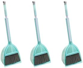 Mini Broom with Dustpan Set (3 Sets, Light Blue) for Kids