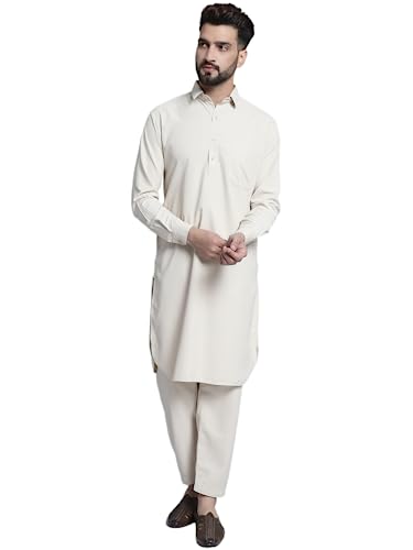 Image of Jompers Men's Cotton Solid Pathani Kurta With Pant