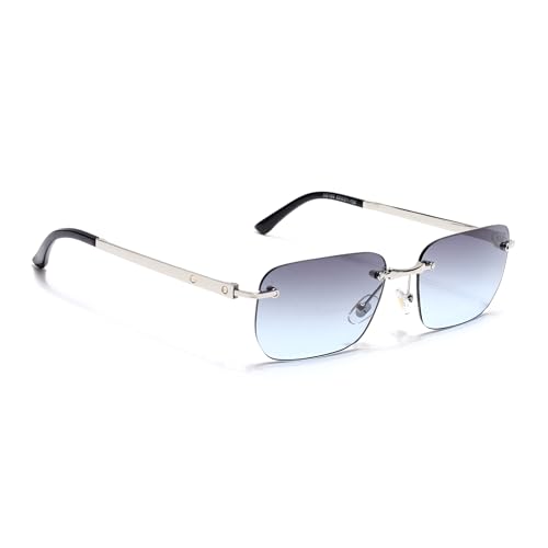 Image of Voyage Rimless Polarized Sunglasses for Men & Women (Black Lens | Black Frame - MG7601)